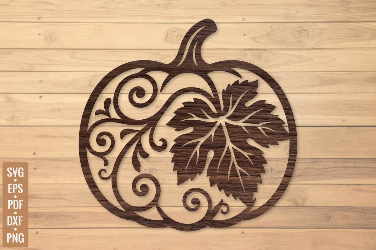 Floral Pumpkin Door Hanger Laser Cut SVG, Autumn Pumpkin Cut File, Fall Porch Decor