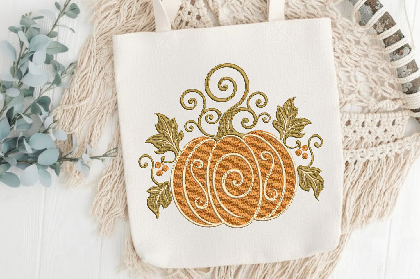 Pumpkin Embroidery Design – Cute Pumpkin Machine Embroidery Pattern, Fall Autumn Harvest & Halloween Embroidery Design