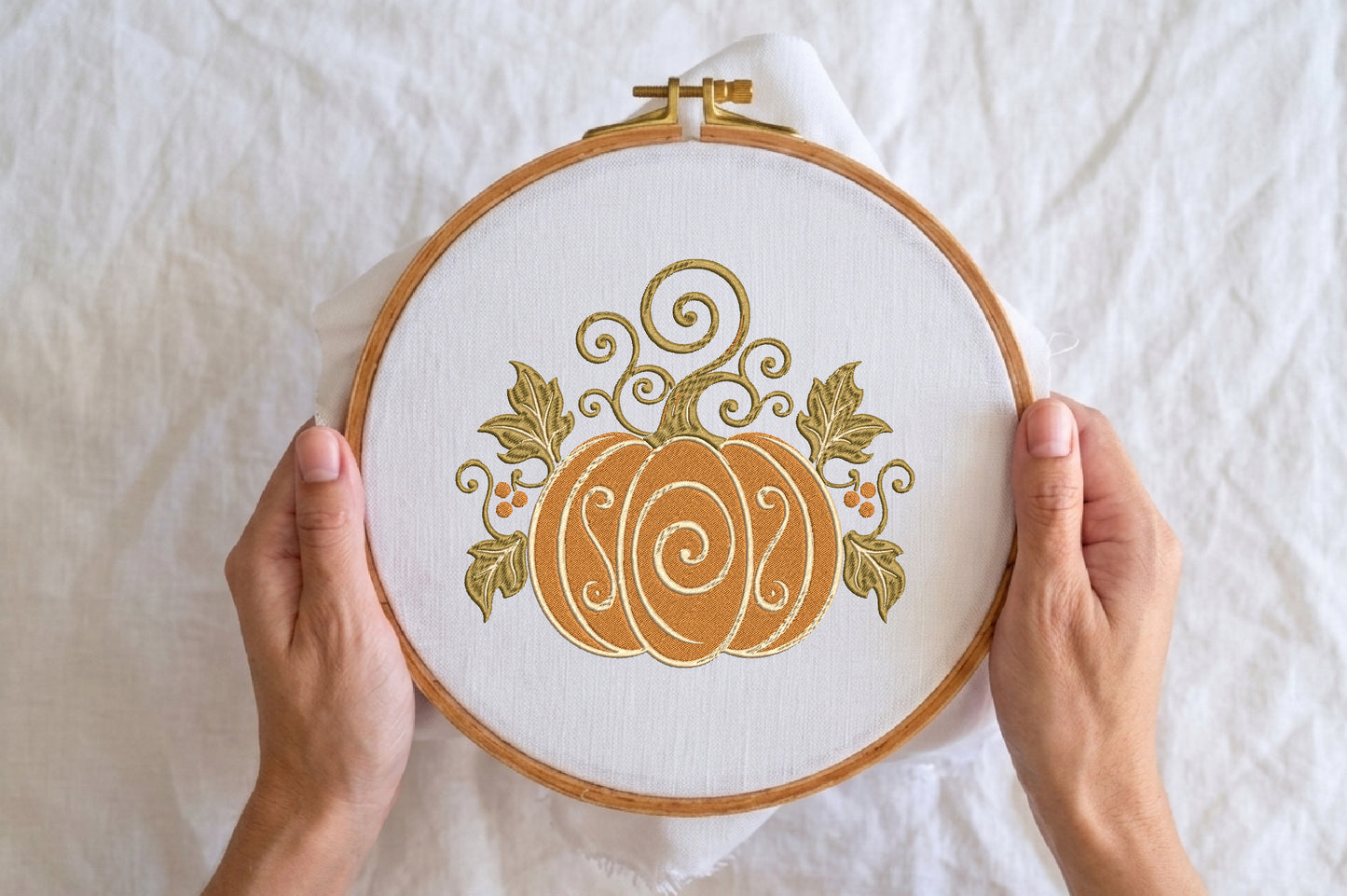 Pumpkin Embroidery Design – Cute Pumpkin Machine Embroidery Pattern, Fall Autumn Harvest & Halloween Embroidery Design