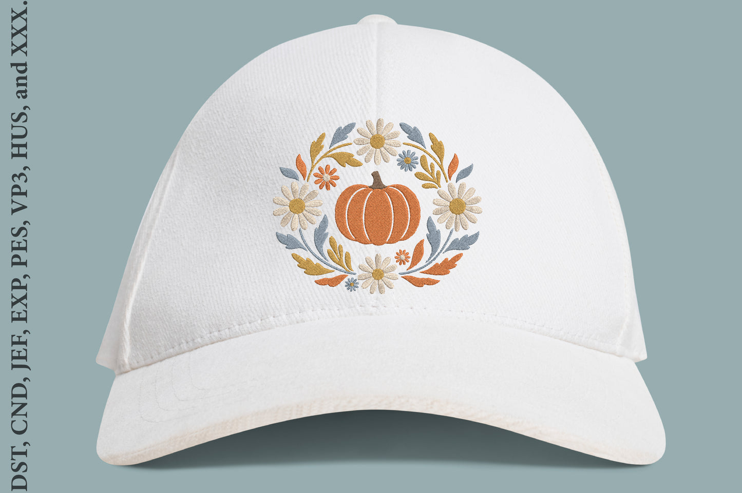 Pumpkin Embroidery Design with Flowers – Beautiful Floral Pumpkin Machine Embroidery Pattern, Autumn Fall Embroidery Design