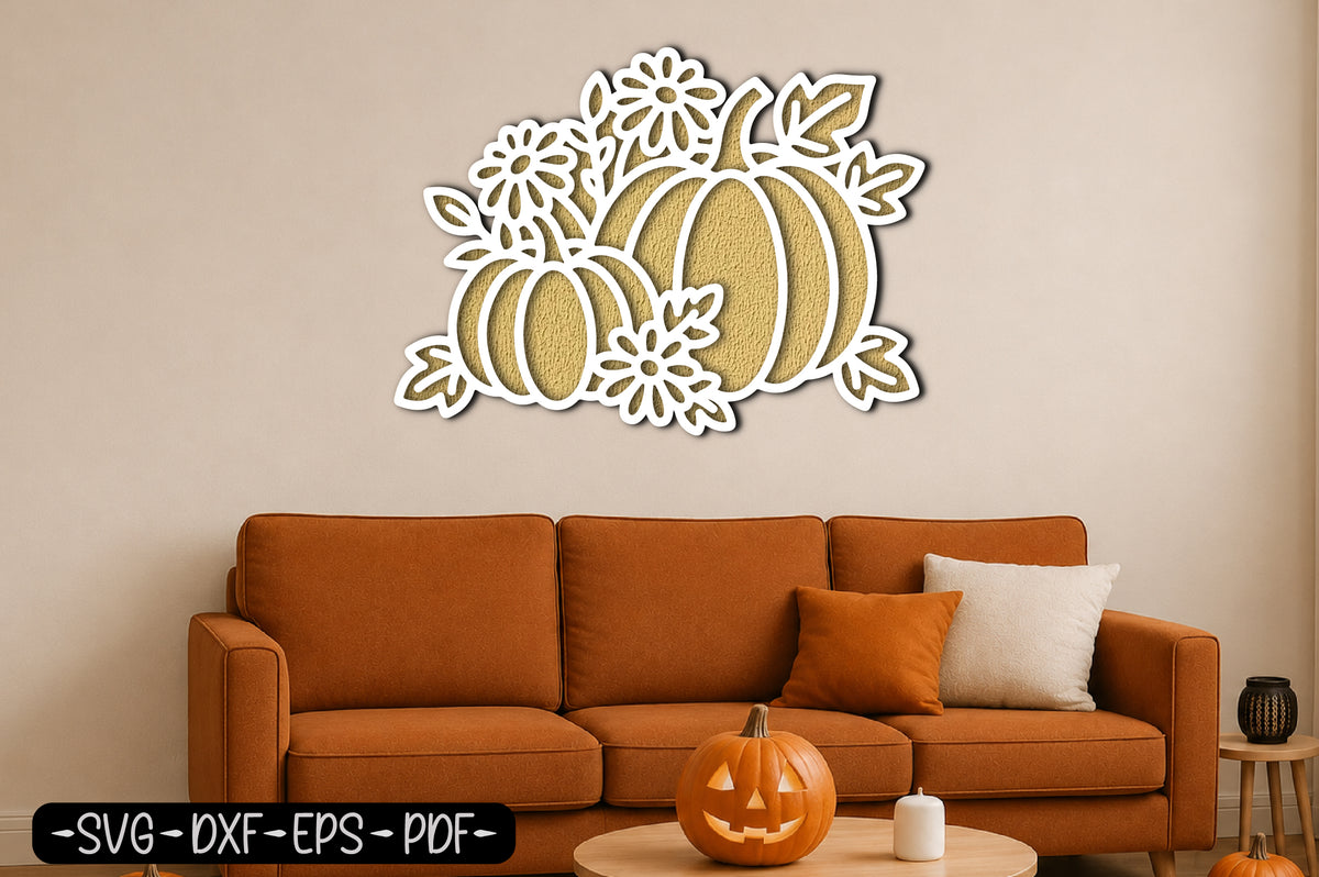 Pumpkin Floral Fall Laser Cut SVG Design