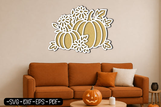 Pumpkin Floral Fall Laser Cut SVG Design
