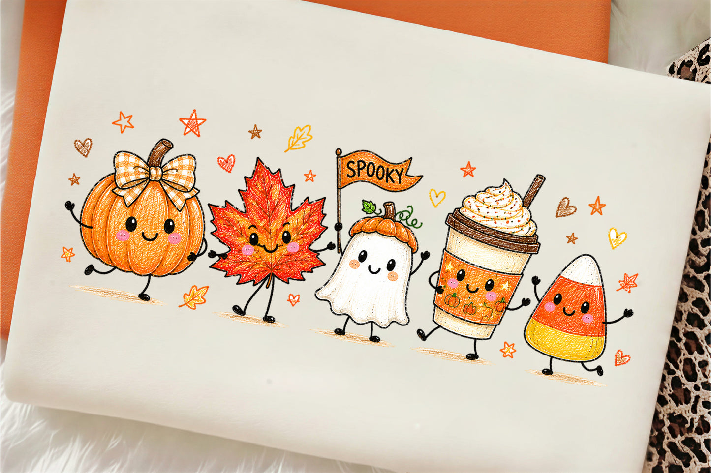 Cute Fall Halloween PNG Pumpkin Ghost Candy Corn Coffee Spooky