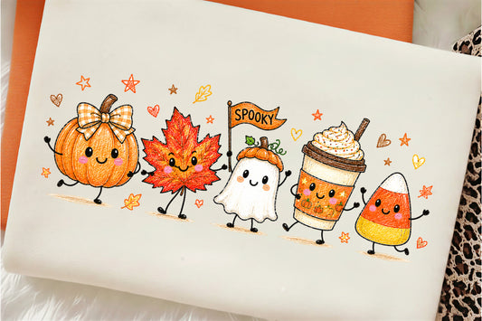 Cute Fall Halloween PNG Pumpkin Ghost Candy Corn Coffee Spooky