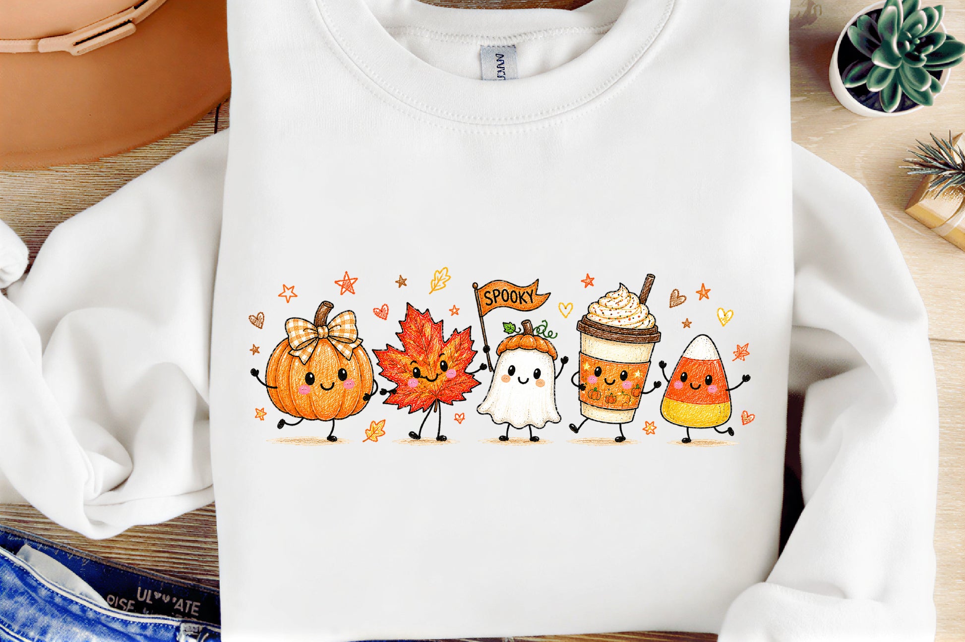 Cute Fall Halloween PNG Pumpkin Ghost Candy Corn Coffee Spooky