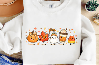 Cute Fall Halloween PNG Pumpkin Ghost Candy Corn Coffee Spooky