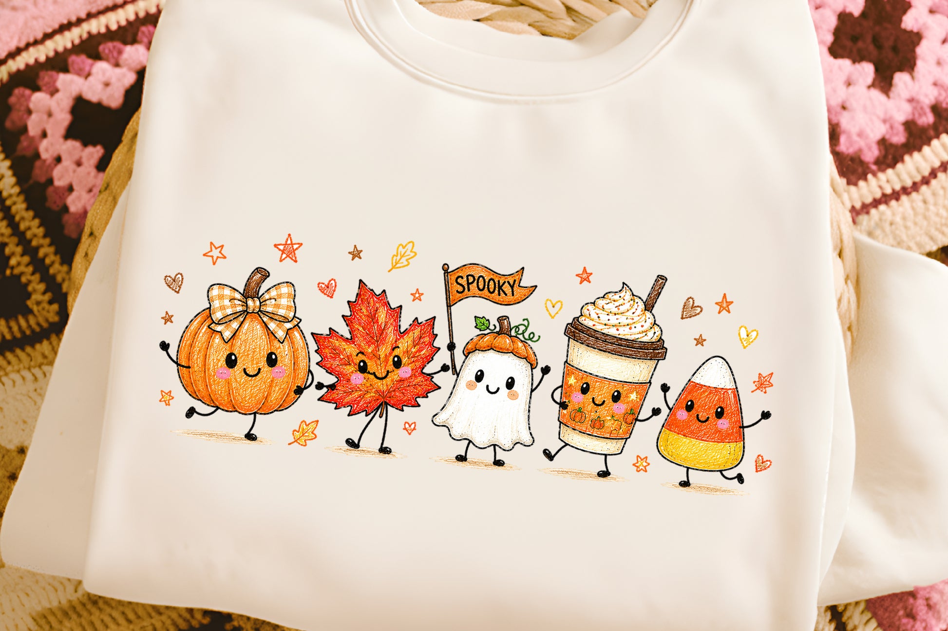 Cute Fall Halloween PNG Pumpkin Ghost Candy Corn Coffee Spooky