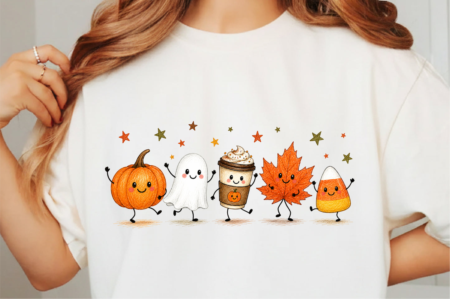 Cute Fall Halloween PNG Pumpkin Ghost Candy Corn Coffee Maple Leaf