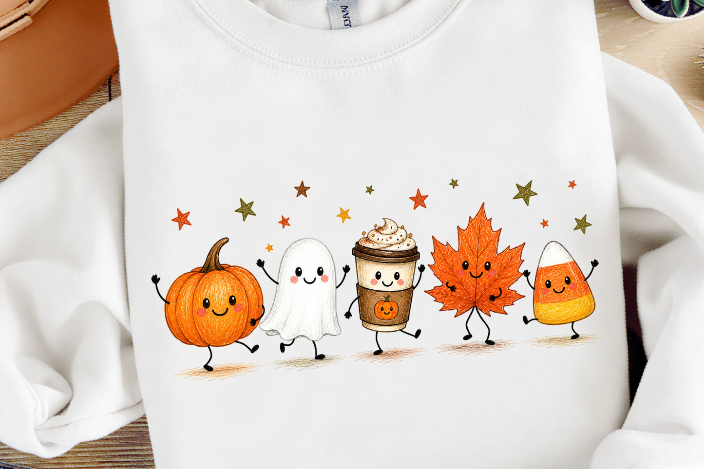 Cute Fall Halloween PNG Pumpkin Ghost Candy Corn Coffee Maple Leaf