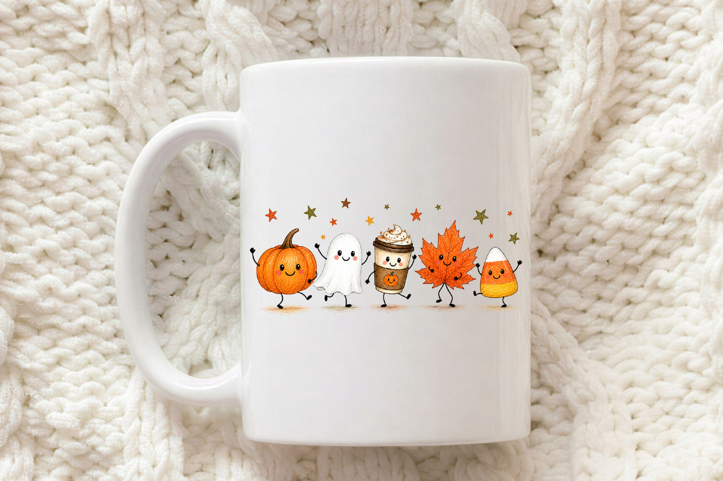 Cute Fall Halloween PNG Pumpkin Ghost Candy Corn Coffee Maple Leaf