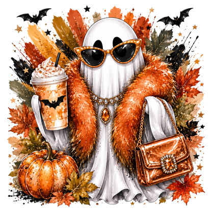 Pumpkin Halloween Spooky PNG | Cute Ghost Pumpkin Fall Halloween Sublimation Design