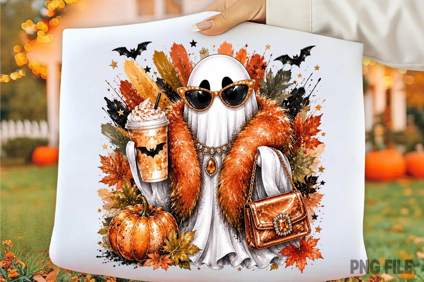 Pumpkin Halloween Spooky PNG | Cute Ghost Pumpkin Fall Halloween Sublimation Design