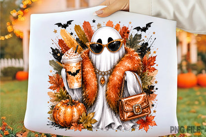 Pumpkin Halloween Spooky PNG | Cute Ghost Pumpkin Fall Halloween Sublimation Design