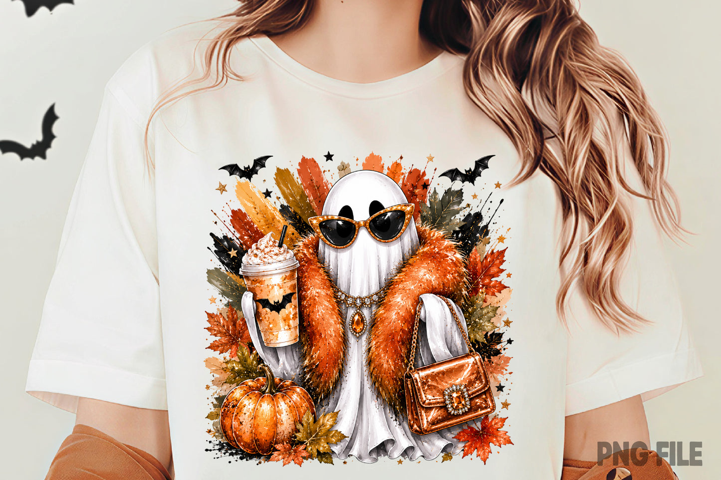Pumpkin Halloween Spooky PNG | Cute Ghost Pumpkin Fall Halloween Sublimation Design