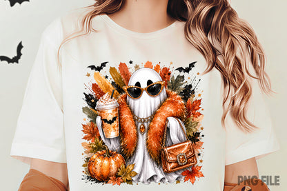 Pumpkin Halloween Spooky PNG | Cute Ghost Pumpkin Fall Halloween Sublimation Design