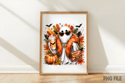 Pumpkin Halloween Spooky PNG | Cute Ghost Pumpkin Fall Halloween Sublimation Design