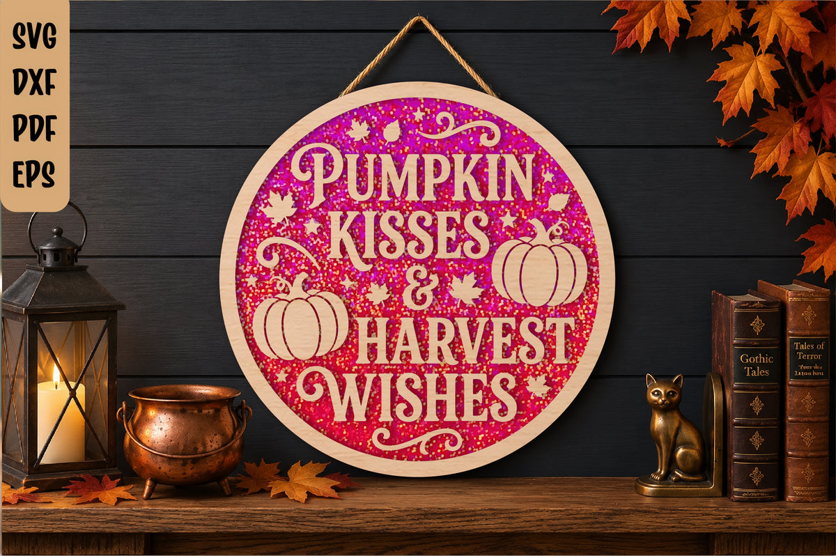Pumpkin Kisses Harvest Wishes SVG