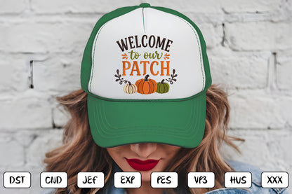 Welcome to Our Pumpkin Patch Embroidery Design, Cute Fall Pumpkin Machine Embroidery