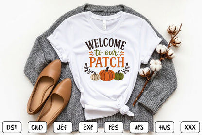 Welcome to Our Pumpkin Patch Embroidery Design, Cute Fall Pumpkin Machine Embroidery
