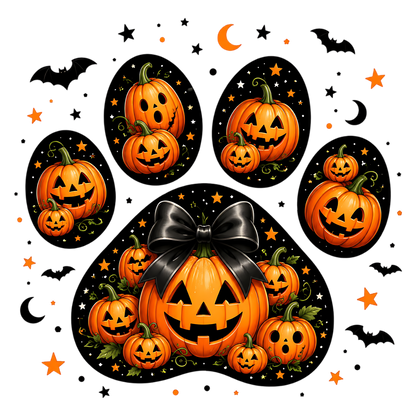 Pumpkin Paw Print Halloween PNG Cute Jack O Lantern Sublimation