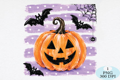 Pumpkin Striped Polka Dot Halloween PNG Cute Spooky Pumpkin