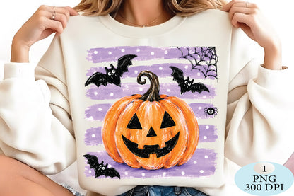 Pumpkin Striped Polka Dot Halloween PNG Cute Spooky Pumpkin