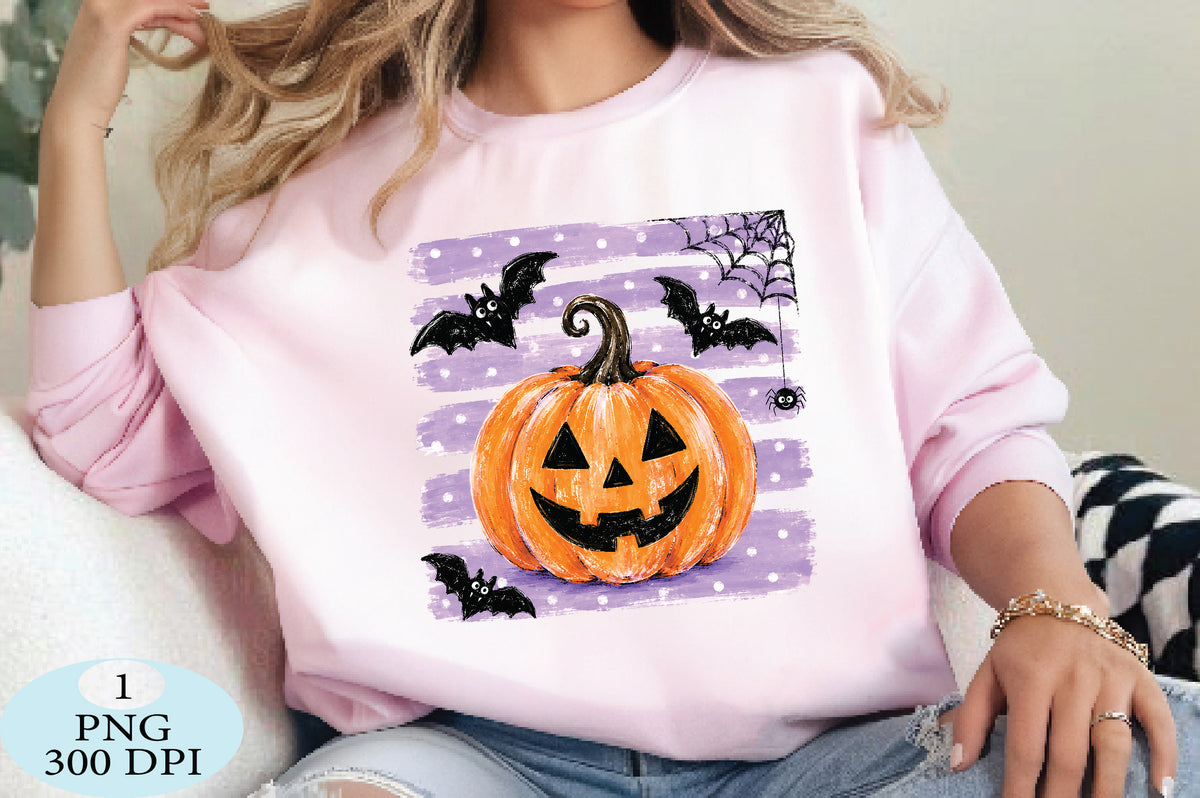 Pumpkin Striped Polka Dot Halloween PNG Cute Spooky Pumpkin