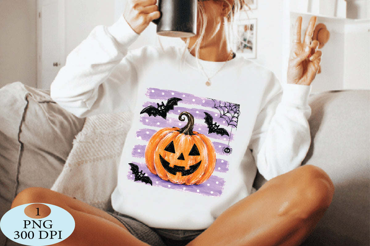 Pumpkin Striped Polka Dot Halloween PNG Cute Spooky Pumpkin