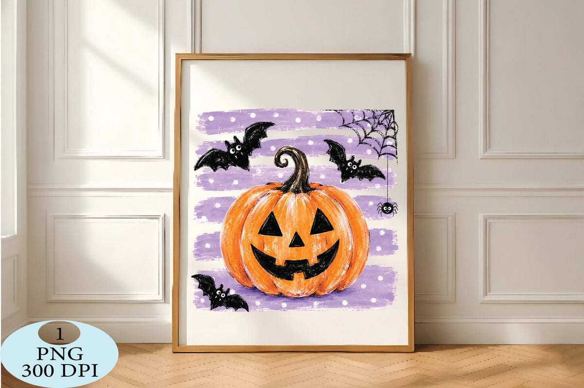 Pumpkin Striped Polka Dot Halloween PNG Cute Spooky Pumpkin