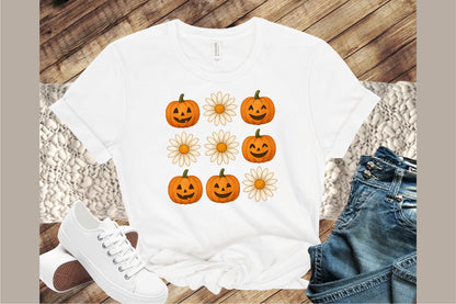 Cute Pumpkin Flower Watercolor Halloween Clipart PNG Bundle