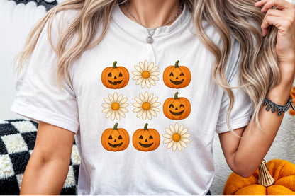 Cute Pumpkin Flower Watercolor Halloween Clipart PNG Bundle