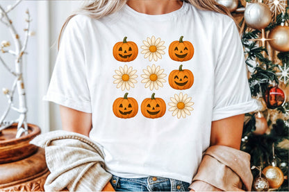 Cute Pumpkin Flower Watercolor Halloween Clipart PNG Bundle