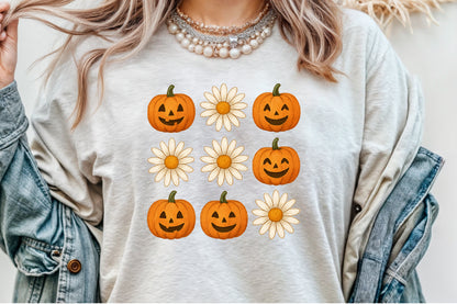 Cute Pumpkin Flower Watercolor Halloween Clipart PNG Bundle