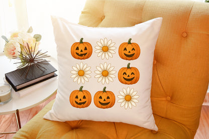 Cute Pumpkin Flower Watercolor Halloween Clipart PNG Bundle