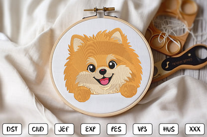 Cute Puppy Peeking 1 Embroidery Design, Adorable Golden Puppy Machine Embroidery Pattern, Kawaii Dog Face Embroidery Design