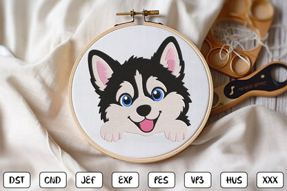 Cute Dog Patch Embroidery Design, Adorable Sitting Puppy Machine Embroidery Pattern, Kawaii Dog Patch Design