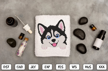 Cute Dog Patch Embroidery Design, Adorable Sitting Puppy Machine Embroidery Pattern, Kawaii Dog Patch Design