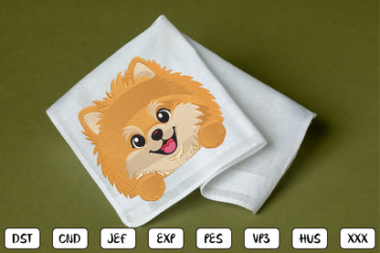 Cute Puppy Peeking 1 Embroidery Design, Adorable Golden Puppy Machine Embroidery Pattern, Kawaii Dog Face Embroidery Design