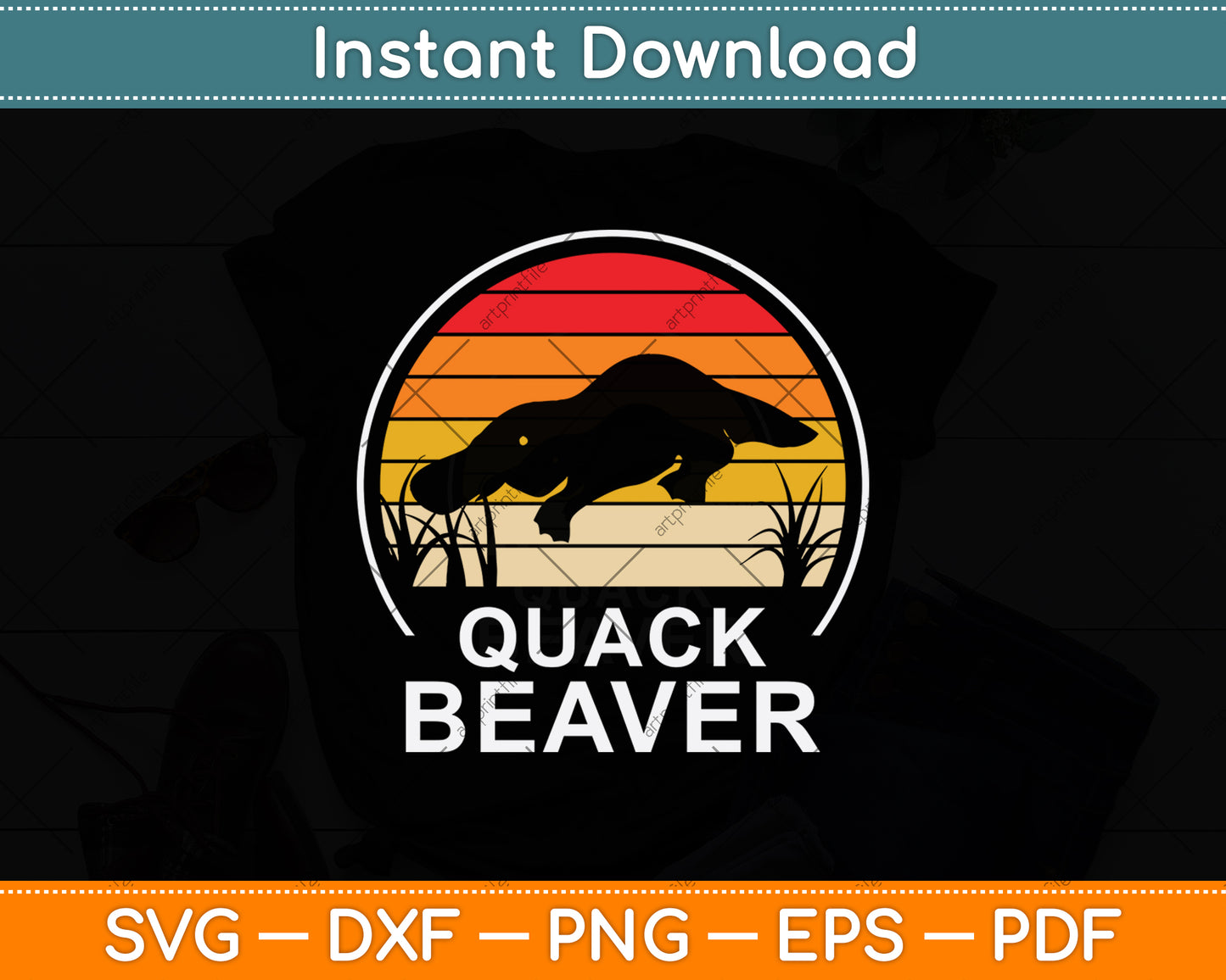 Quack Beaver Vintage Lover Svg Png Dxf Digital Cutting File