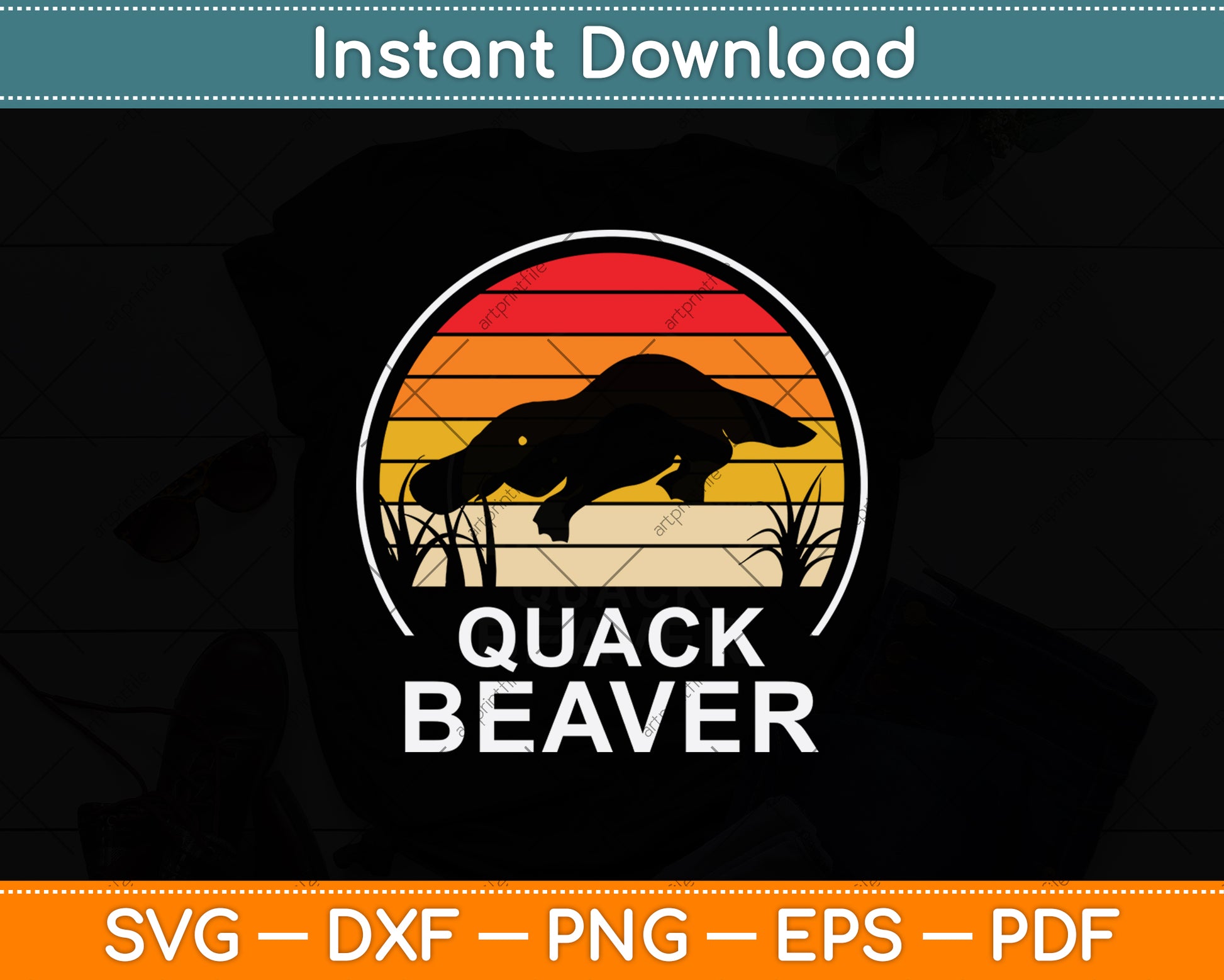 Quack Beaver Vintage Lover Svg Png Dxf Digital Cutting File