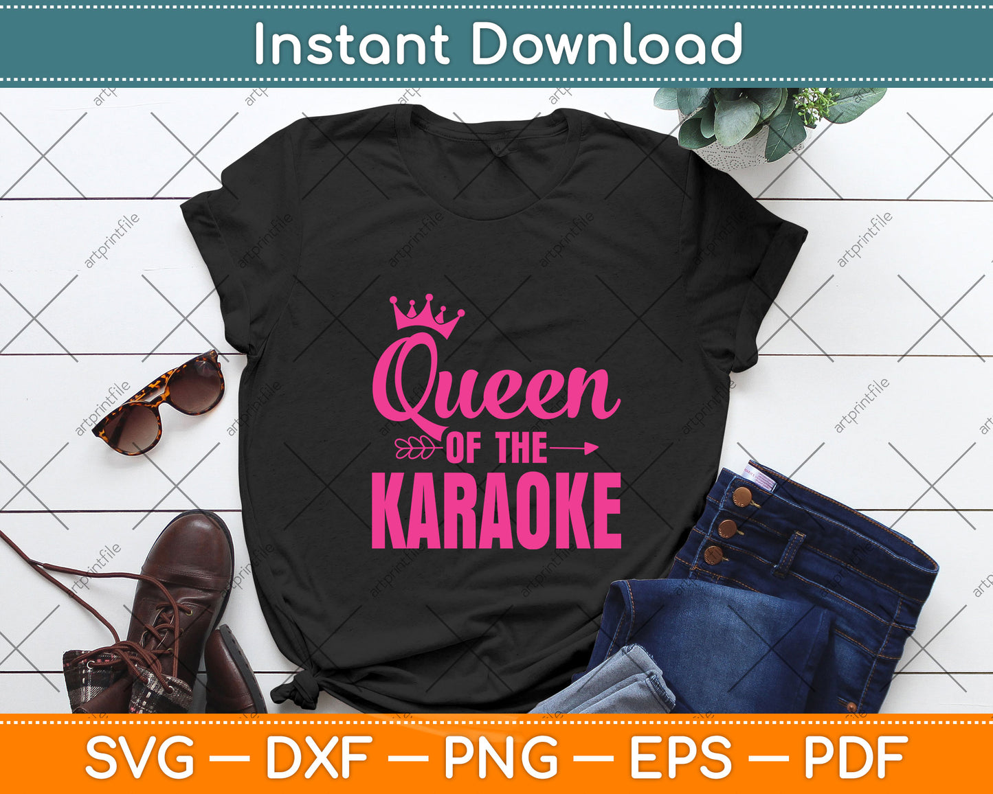 Queen of Karaoke Svg Png Dxf Digital Cutting File