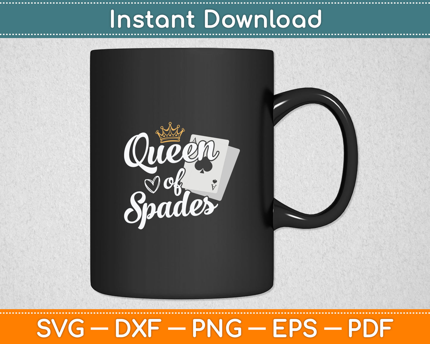 Queen of Spades Casino Card Game Poker Player Gift Svg Digital Cutting File