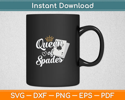 Queen of Spades Casino Card Game Poker Player Gift Svg Digital Cutting File