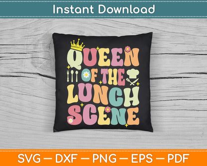 Queen of The Lunch Scene Groovy Cafeteria Worker Lunch Lady SVG Digital Cutting File