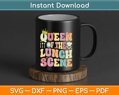 Queen of The Lunch Scene Groovy Cafeteria Worker Lunch Lady SVG Digital Cutting File