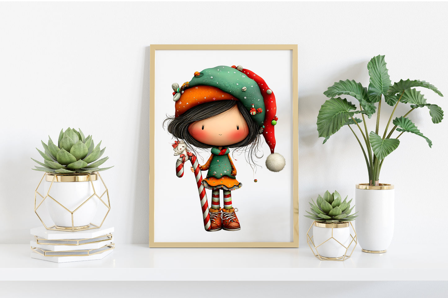 Quirky Christmas Cute Girl Clipart PNG Bundle | Adorable Watercolor Holiday Girl Clipart