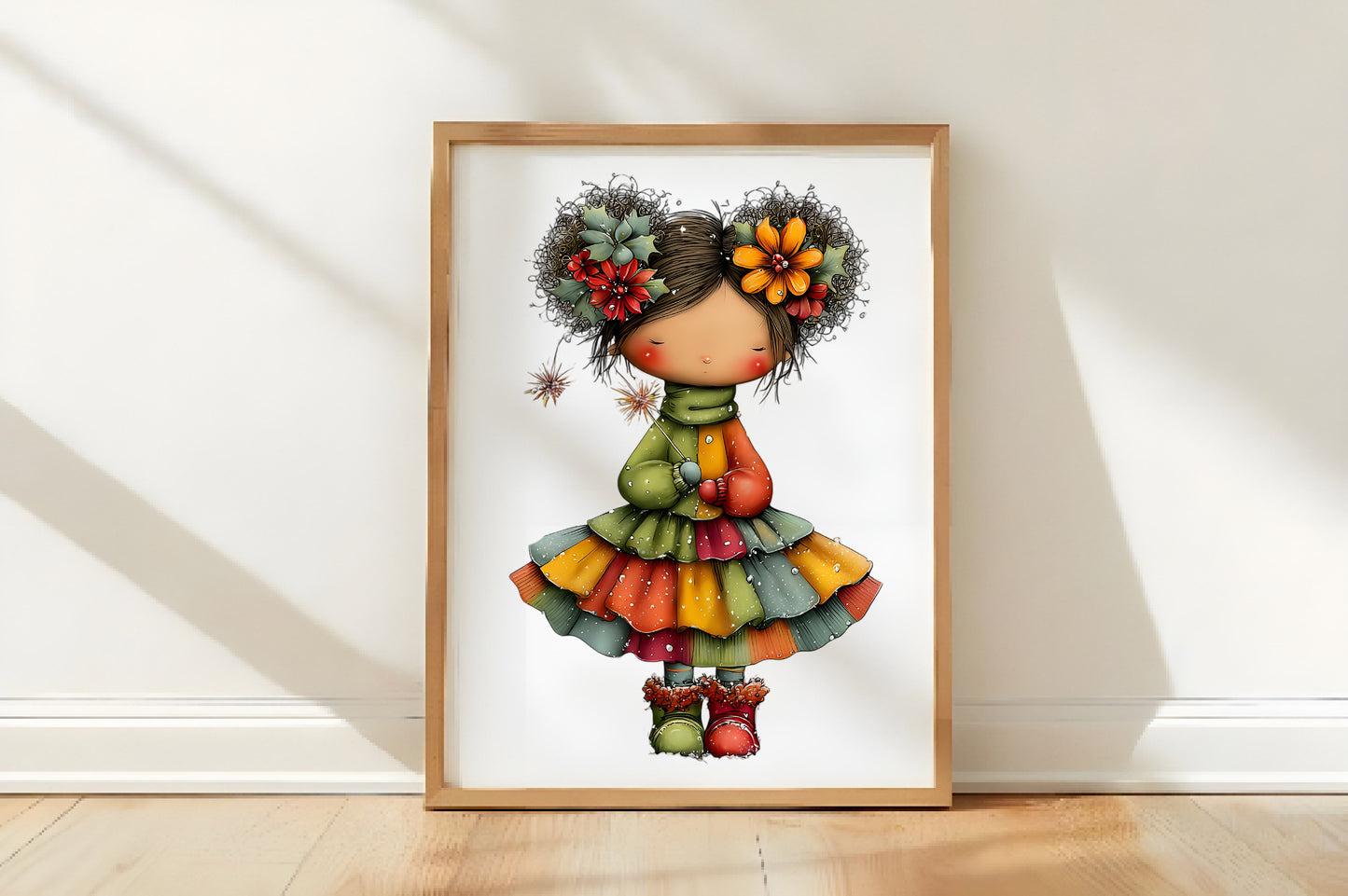Quirky Christmas Cute Girl Clipart PNG Sublimation