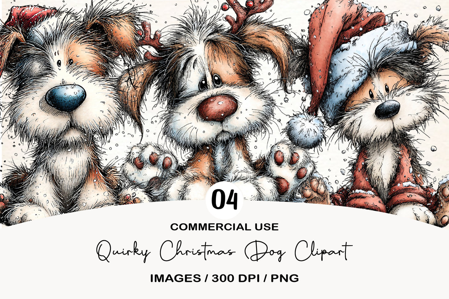 Quirky Christmas Dog Clipart PNG