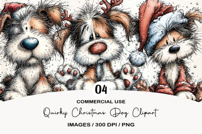 Quirky Christmas Dog Clipart PNG
