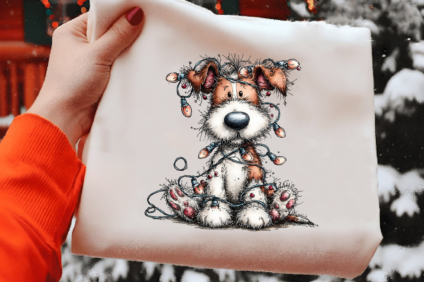 Quirky Christmas Dog Clipart PNG